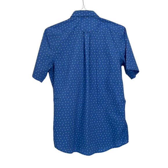Izod Mens Small Blue Short Sleeve Button-Down Shirt With Sailboat Print - Picture 6 of 10